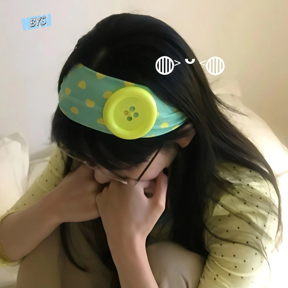 Stretch Strap Yoga - Love Heart Polka Dot Button Headband