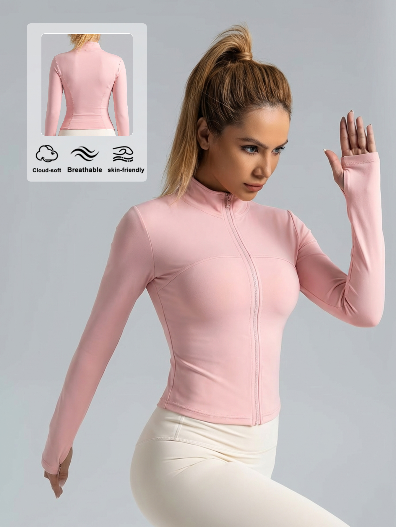 New Women Light Pink Yoga Coat - Yoga & Fitness Classes By Niharika Zirakpur Reviews recensie en prijs