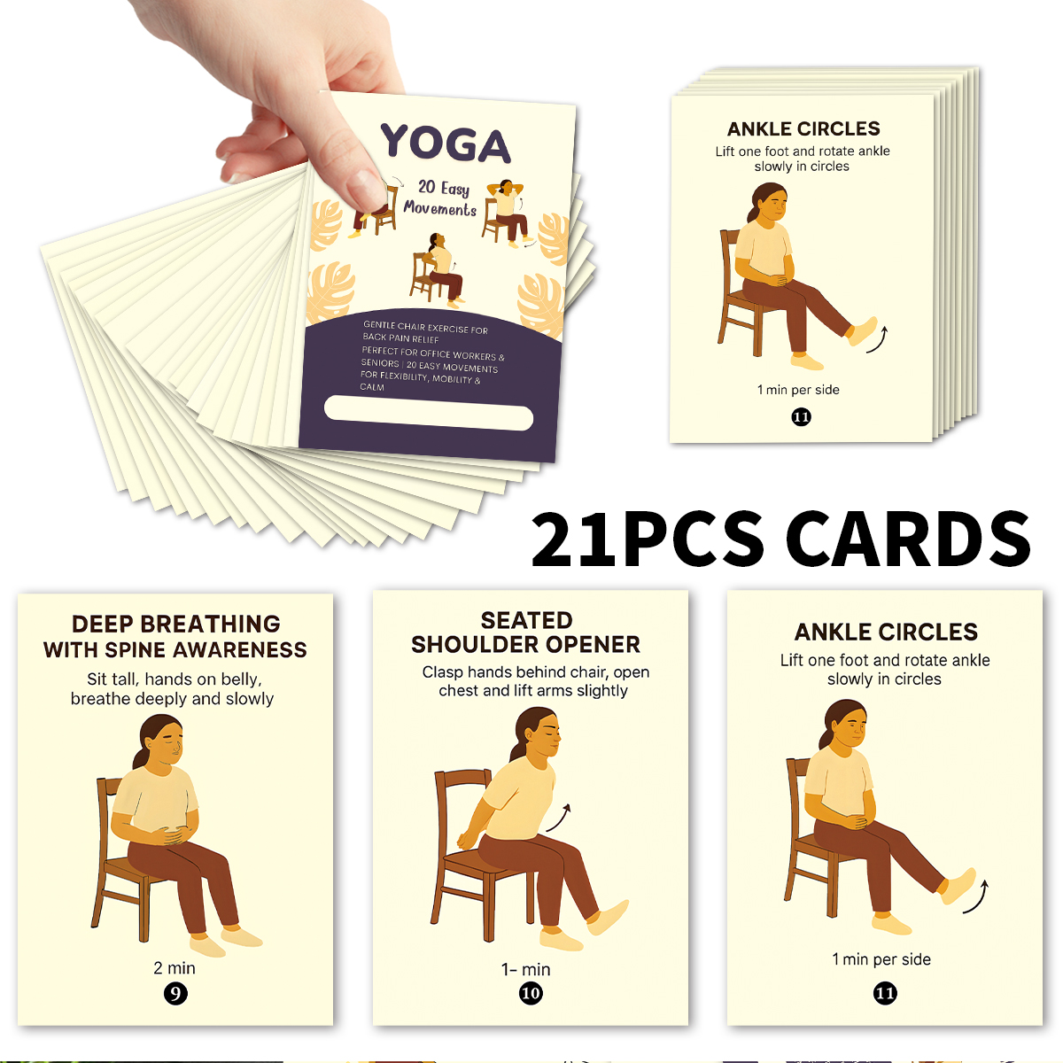 21pcs Seated Yoga Cards,Easy C - Yoga And Fitness Instructor recensie en prijs